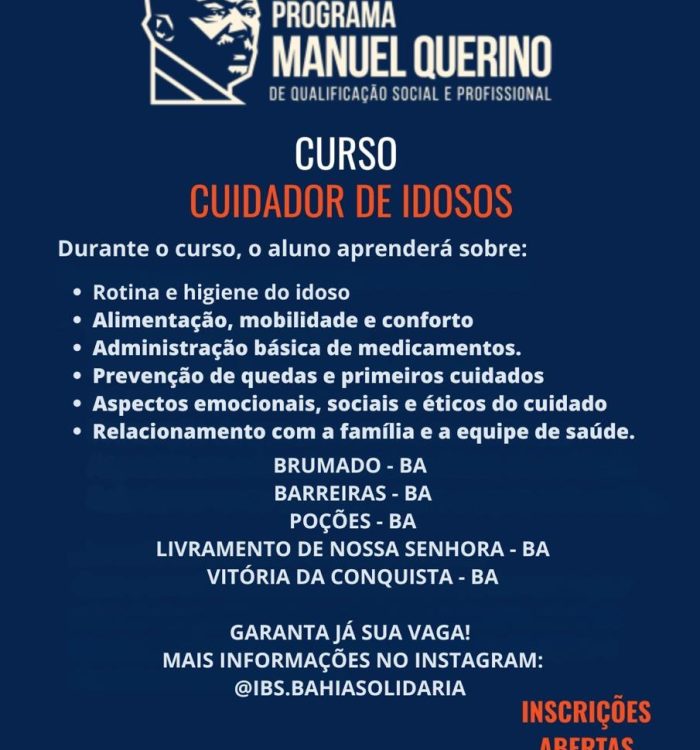 Curso de Cuidador de Idosos — Inscrições Abertas